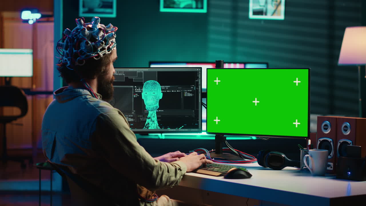 experimento de transhumanismo de ingeniería neurocientífica en una pantalla aislada