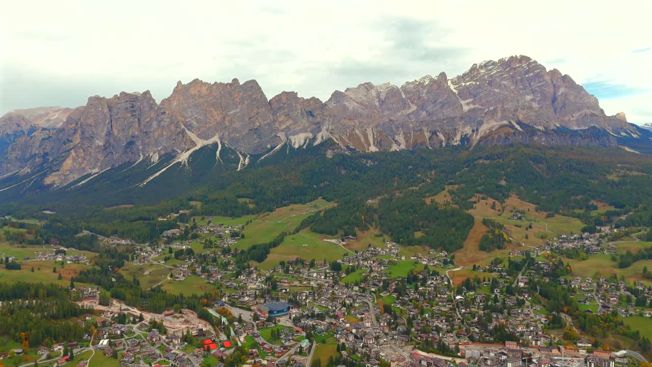 Cortina’s charm unfolds from above, revealing timeless alpine beauty.