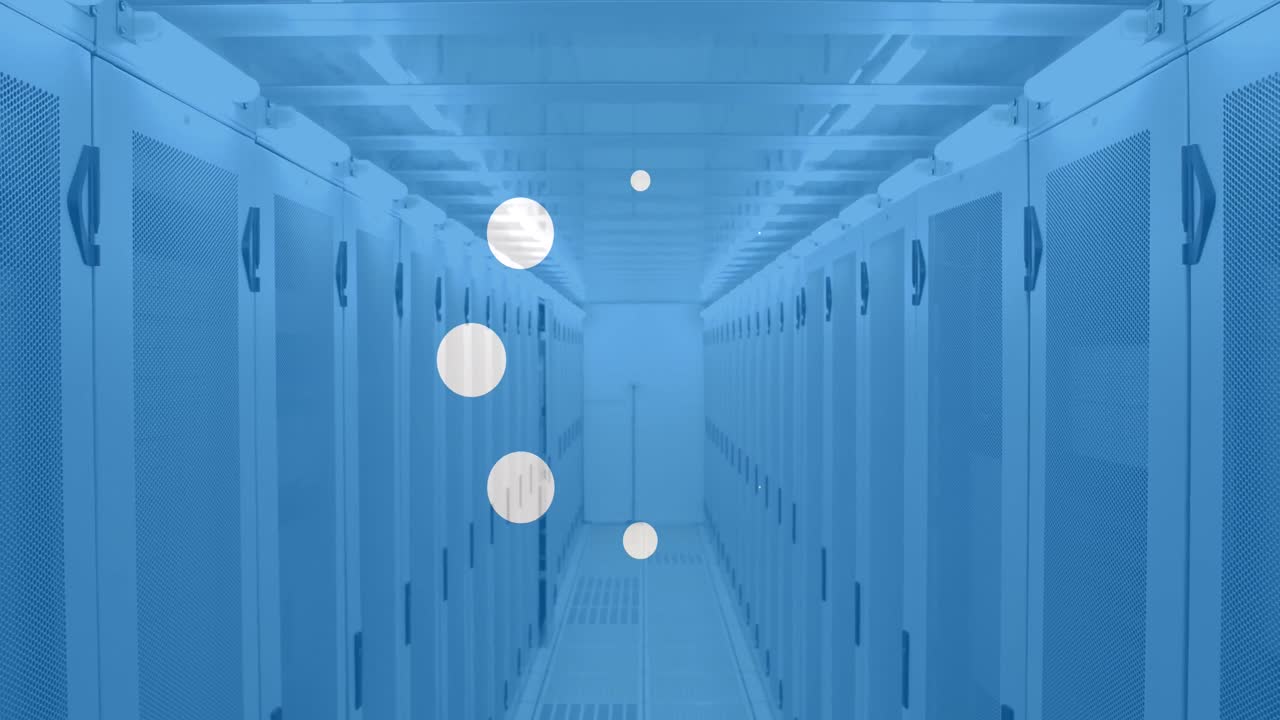 컴퓨터 서버를 통해 데이터 로딩과 처리를 하는 원의 애니메이션