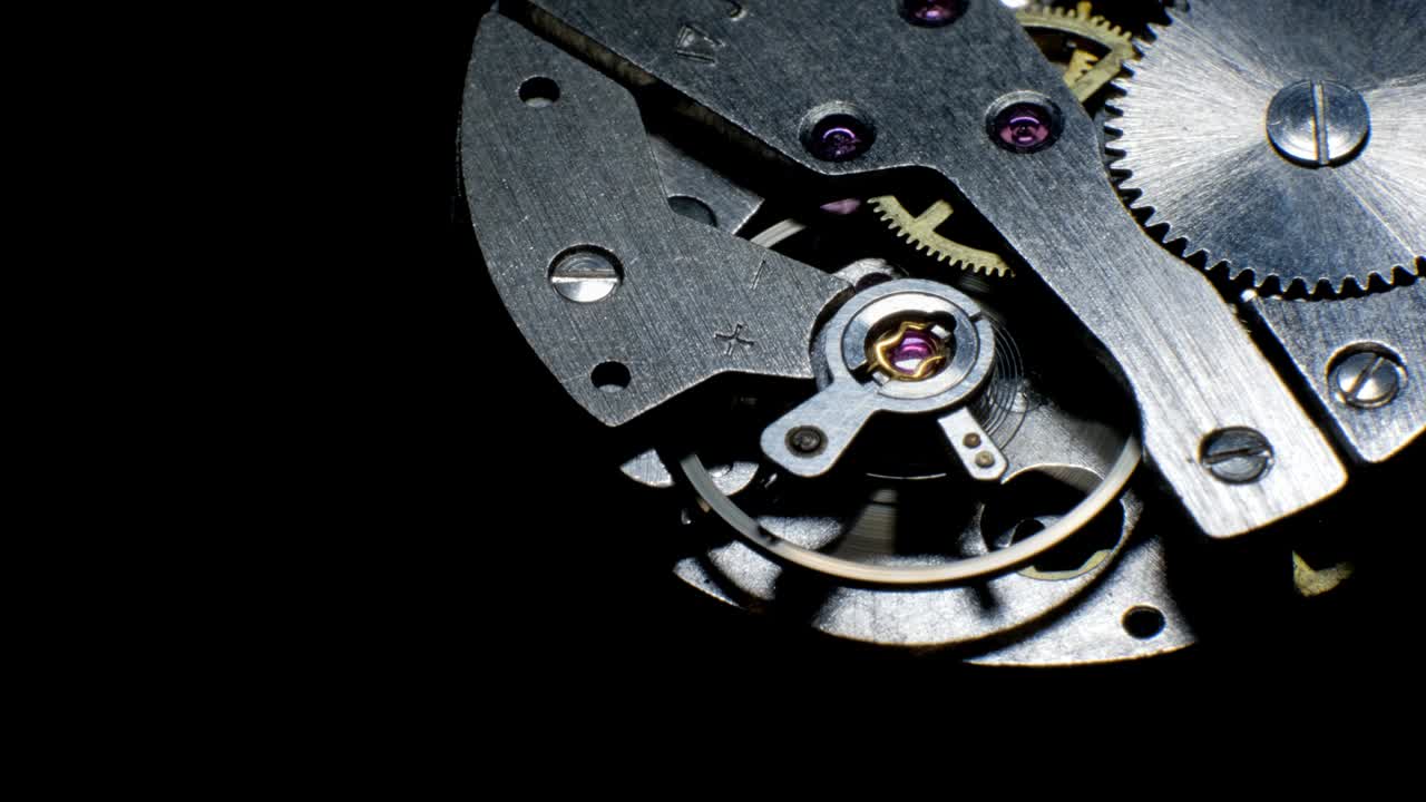 Watch mechanism macro. vintage clock mechanism working