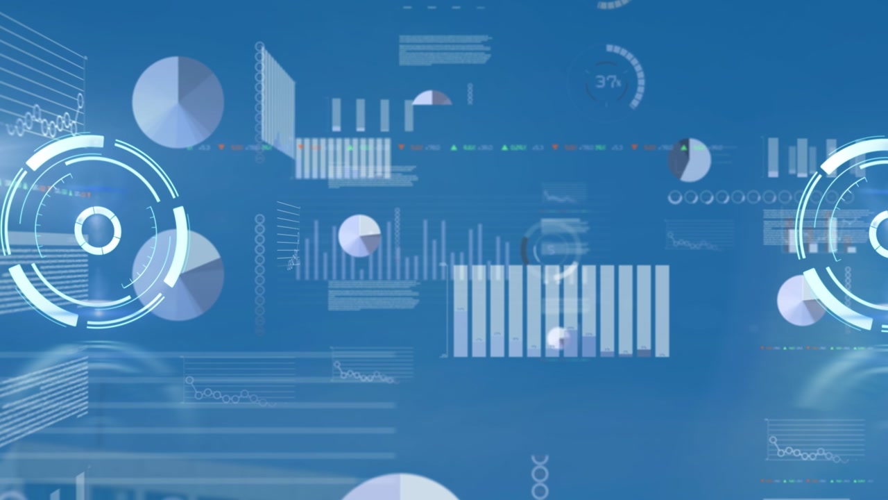 Animation of moving clock over graph and data processing
