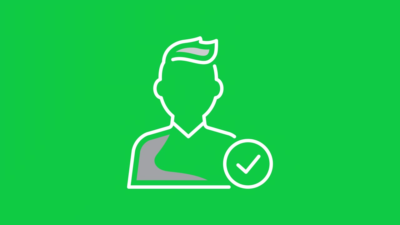 Animated User Profile Icon with Checkmark on Green Screen