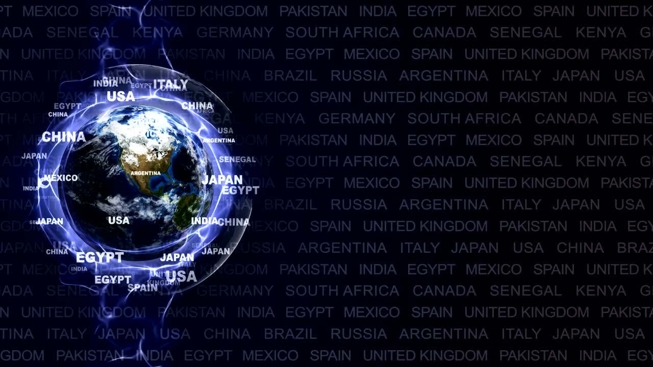 WORLD STATES Text Animation Around the World, Rendering, Background, Loop