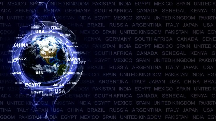 WORLD STATES Text Animation Around the World, Rendering, Background, Loop