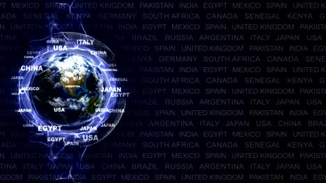 estados del mundo animación de texto alrededor del mundo, renderización, fondo, bucle