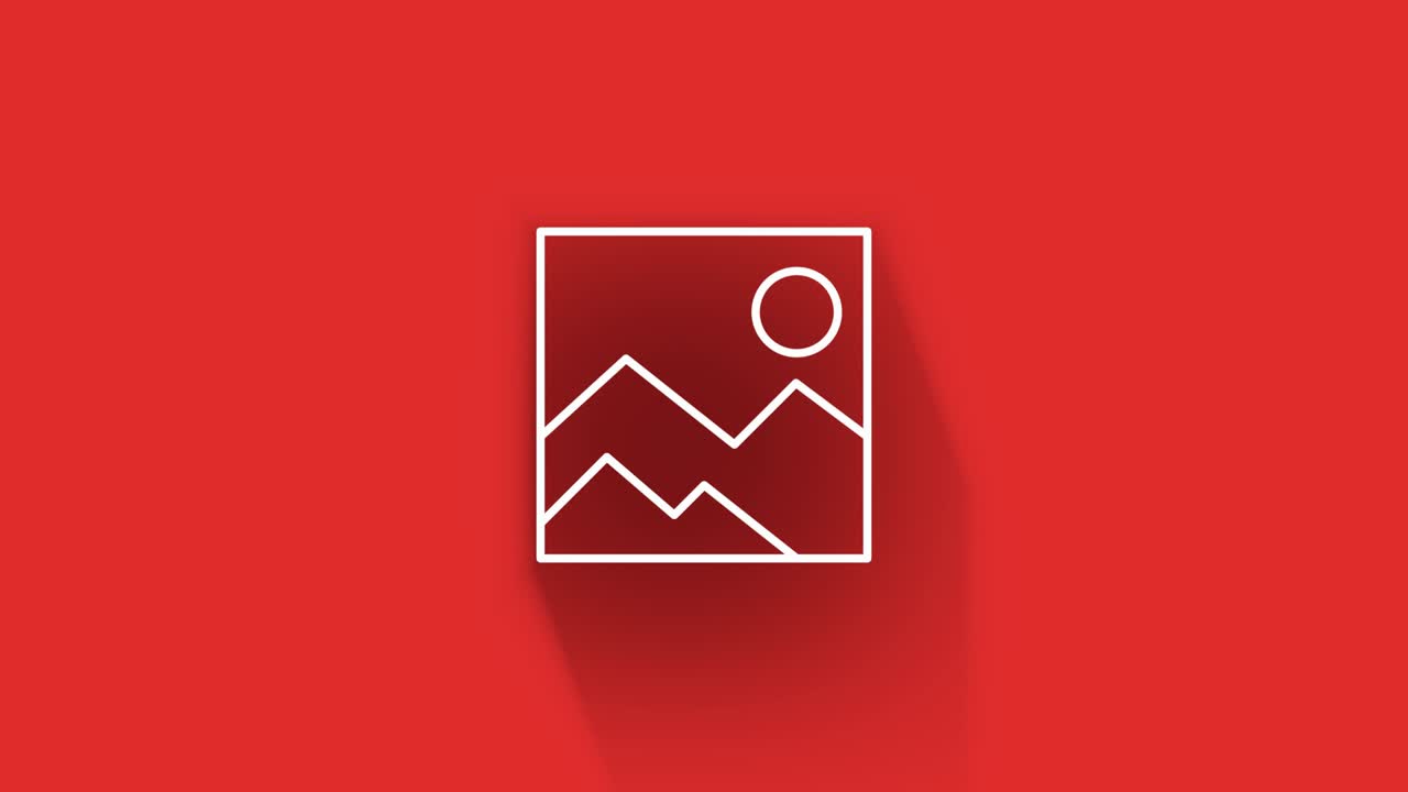 Social media long shadow icon design isolated on red background. Outline web icon. Motion graphics.