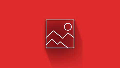 diseño de icono de sombra larga aislado en fondo rojo. contorno de icono web. gráficos en movimiento.