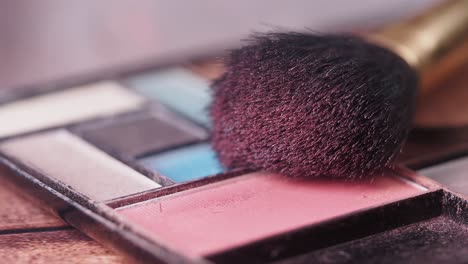 makeup brush and palette close-up