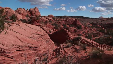 Medium-Wide-Shot-Of-Vermilion-Cliffs-Wilderness-With-Bare-Eroded-Sandstone-Cliffs-In-The-Utah-Backcountry