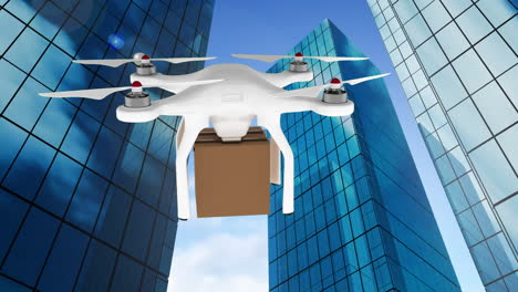 Drone carrying a box