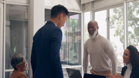 Business-people,-clapping-or-handshake-in-office