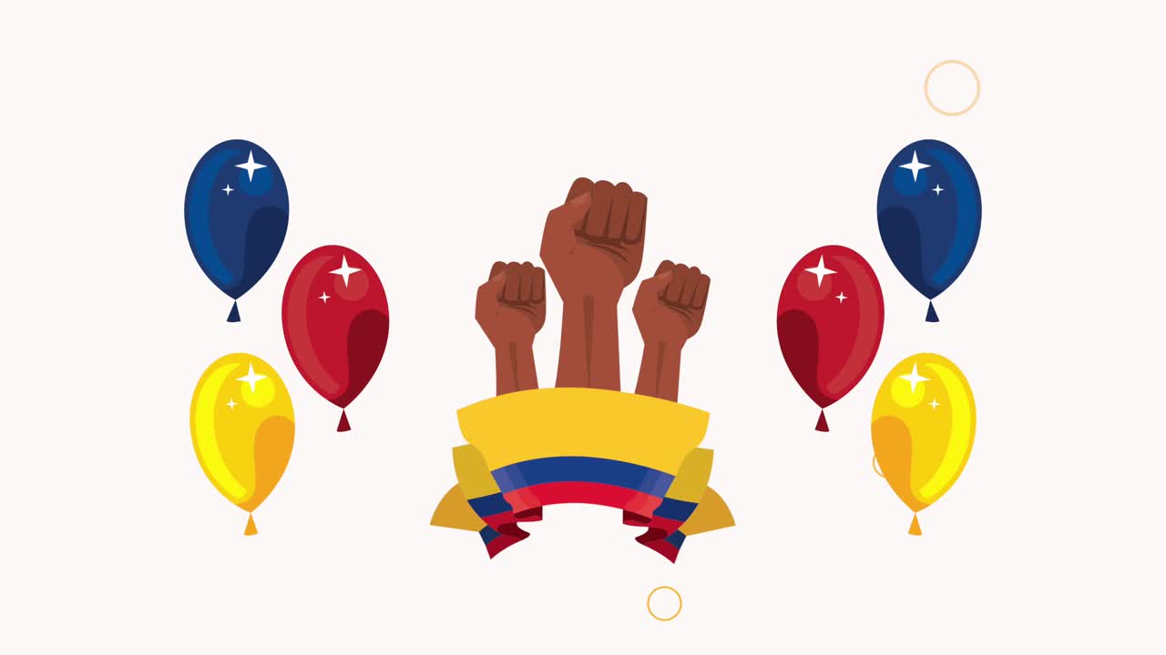colombian celebration animation with hands fists