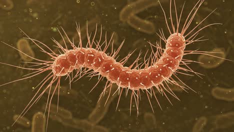 intricate detail of a bacteria with unique morphology showcasing its structure and features, captured in stunning clarity against a microbial background
