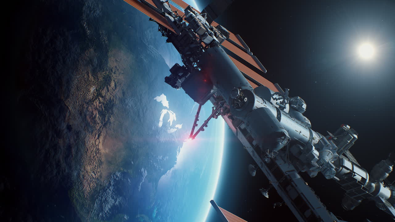 estación espacial internacional en órbita alrededor de la tierra