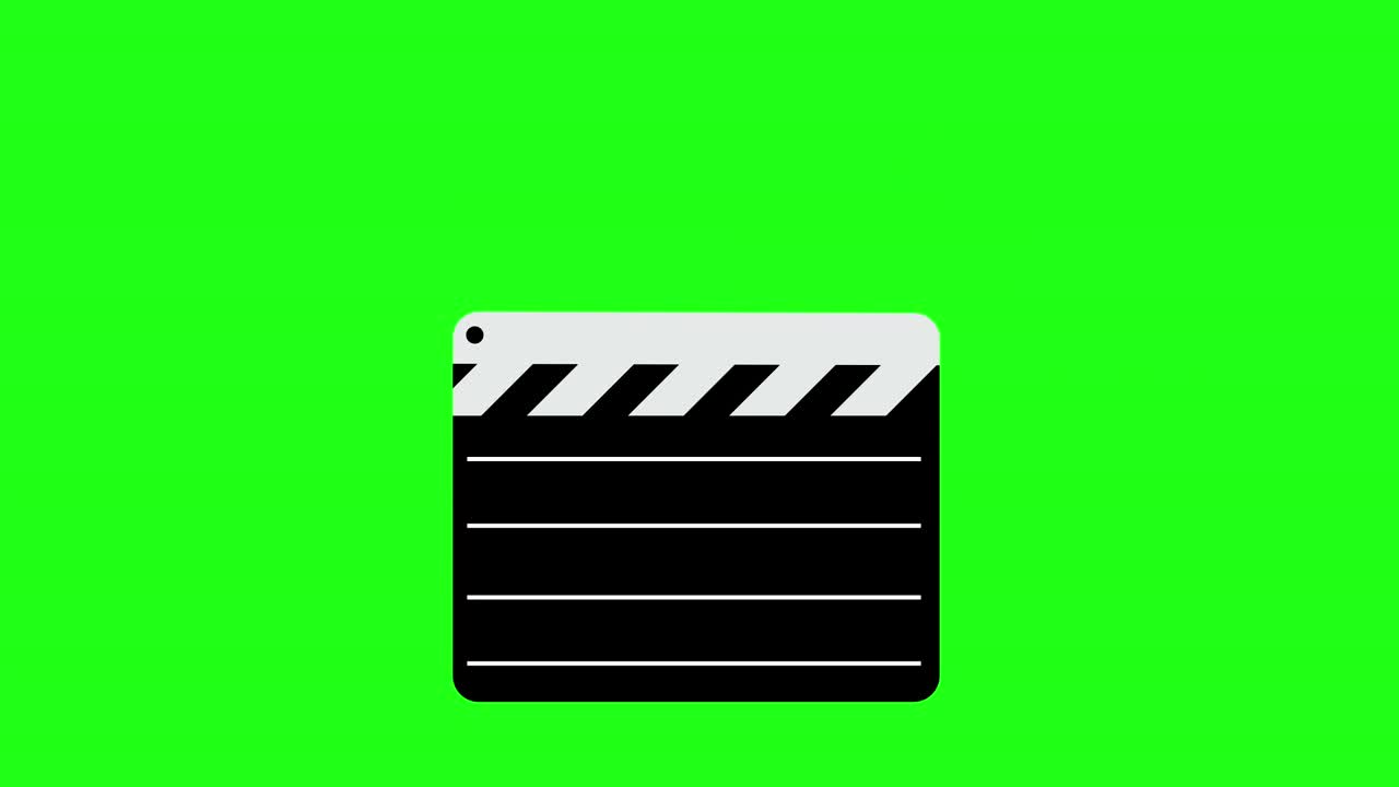 ilustración de la junta de clapper de la película. fondo de pantalla verde. animación en 4k.
