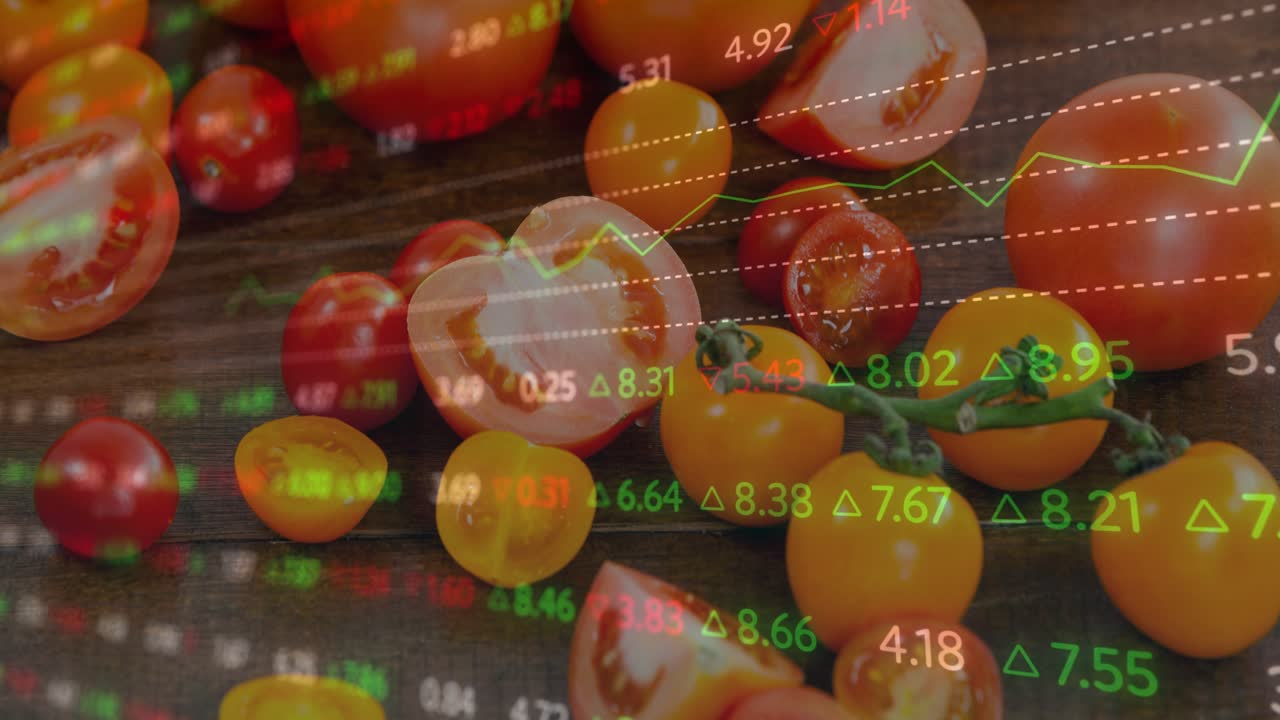 Markedsfeed starter overlegg, tomater forblir stille, grafer flimrer og viser trender.