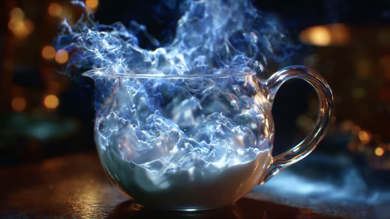 Captivating Steam Dance: A Crystal Clear Jug with Enveloping Vapor, Capturing the Essence of Liquid Charm and Ethereal Beauty in Motion