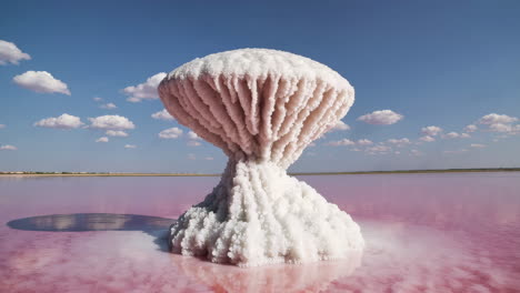 unique salt formation in a pink salt lake