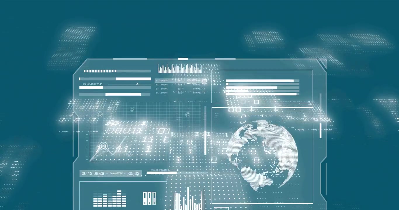 Digital Interface Displaying Global Data and Business Analytics