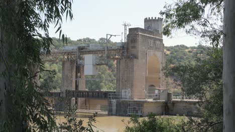 Rear-view-of-a-dam's-hydroelectric-infrastructure