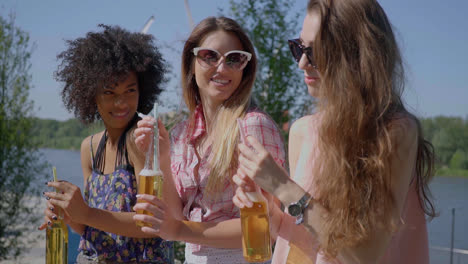 pretty women having beer