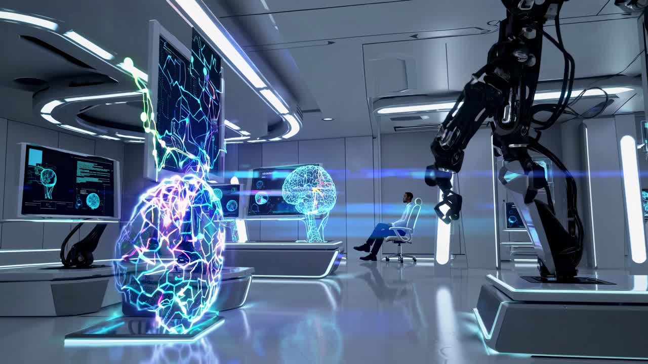 Advanced AI Research Facility | Premium Stock Video Footage
