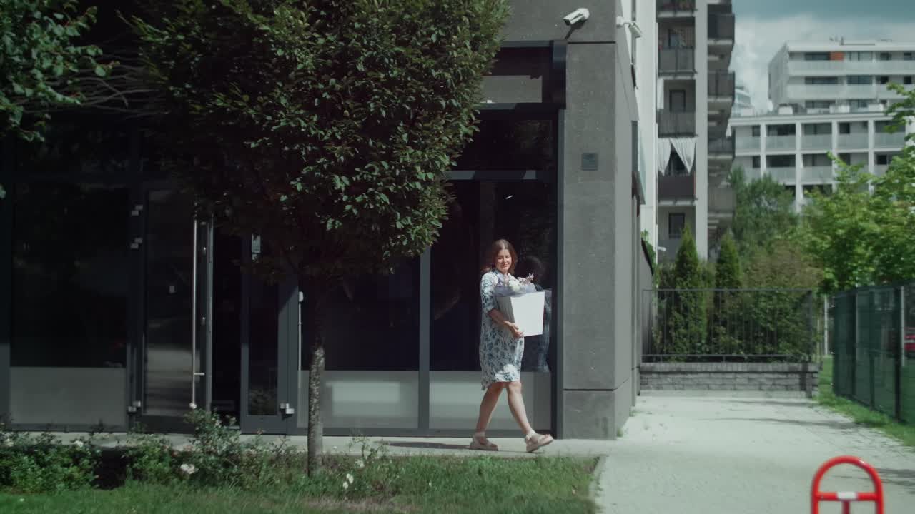 City street scene with people and a car