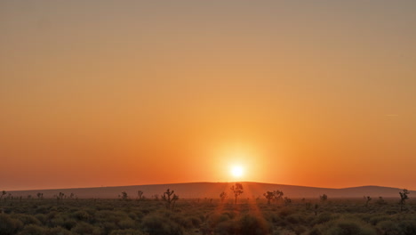 glorious golden sunrise time lapse over the calm landscape of the mojave desert and joshua tree forest