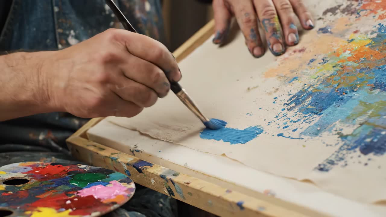 pintura de un artista en lienzo