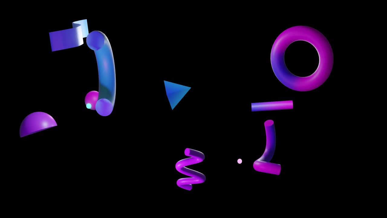 animación de formas 3d abstractas sobre un fondo negro