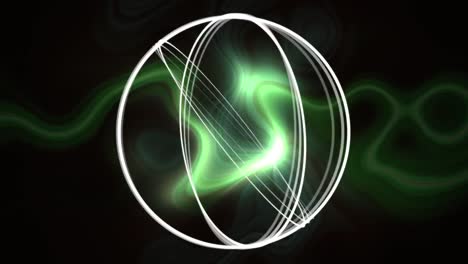 animación de formas geométricas sobre luces verdes sobre un fondo negro