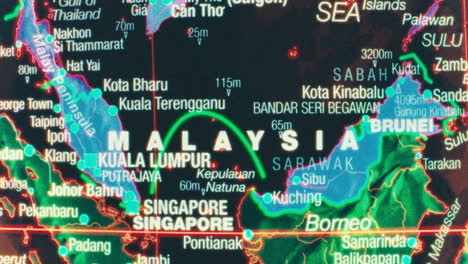 Close-up Political Map of Malaysia and Southeast Asia