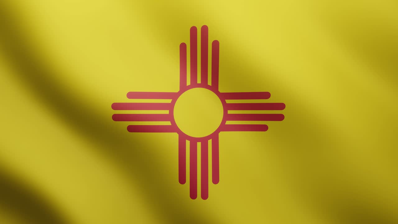 미국 뉴멕시코 주 3d 발을 흔들고, 바람을 배경으로 한 국가 발, 4k 현실적인 원활한 루프 애니메이션 비디오 클립