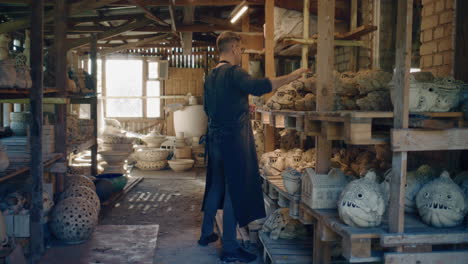 artisan at work in a pottery studio