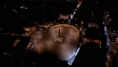 drone descends above piazza del popolo