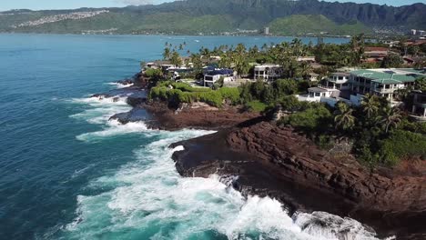 aerial drone view of spitting cave location in honolulu hawaii 4