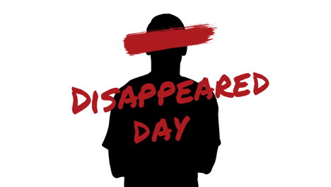 animation of disappeared day text and man silhouette on white background