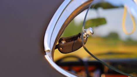 opel olympia classic car rear window opened during sunset, 50 fps slow motion