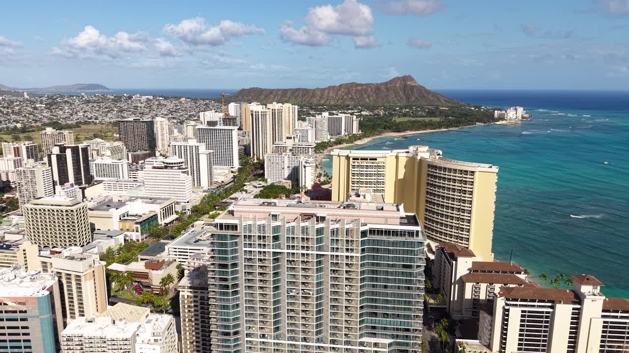 Honolulu Hawaii USA Waikiki Neighborhood Skyline, Condo Buildings and Diamond Head