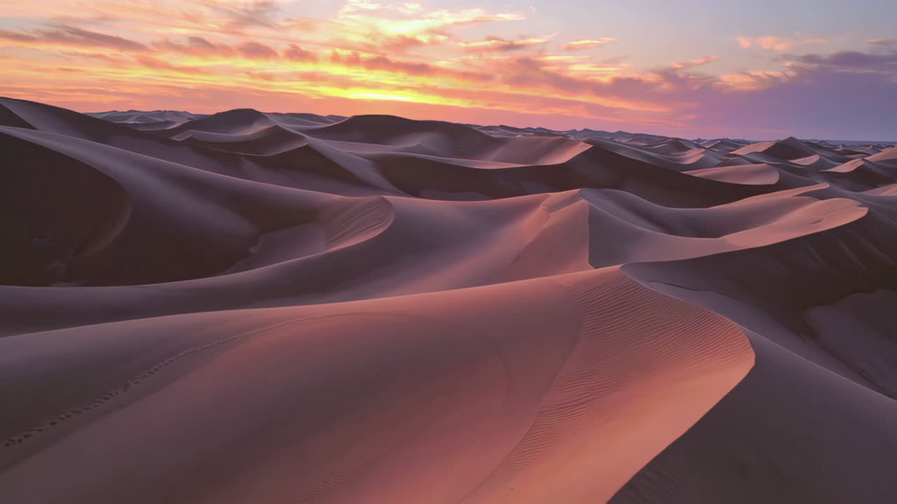 puesta de sol sobre las dunas de arena