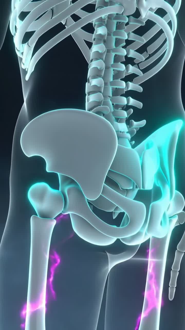 3D Animation of Human Skeleton Pelvis and Hip Joint Pain