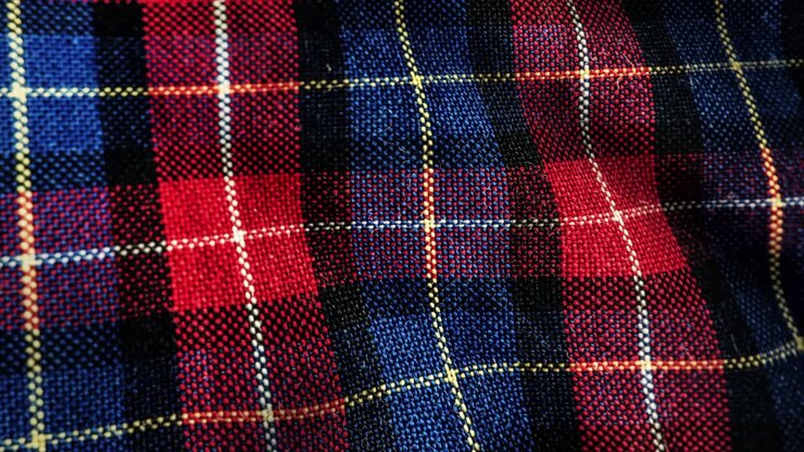 Close Up of Red, Blue, and Yellow Plaid Fabric