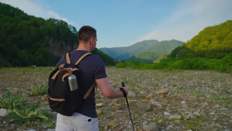 man hiking in the mountains