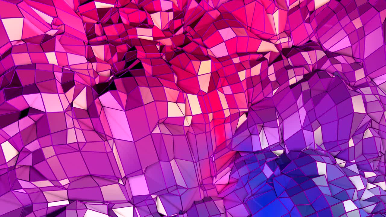 abstracto simple azul rojo baja poli superficie 3d como telón de fondo de dibujos animados. fondo de movimiento de baja poli geométrica suave con polígonos rojos azules puros. fondo de bucle sin costuras 4k fullhd con gradiente azul rojo