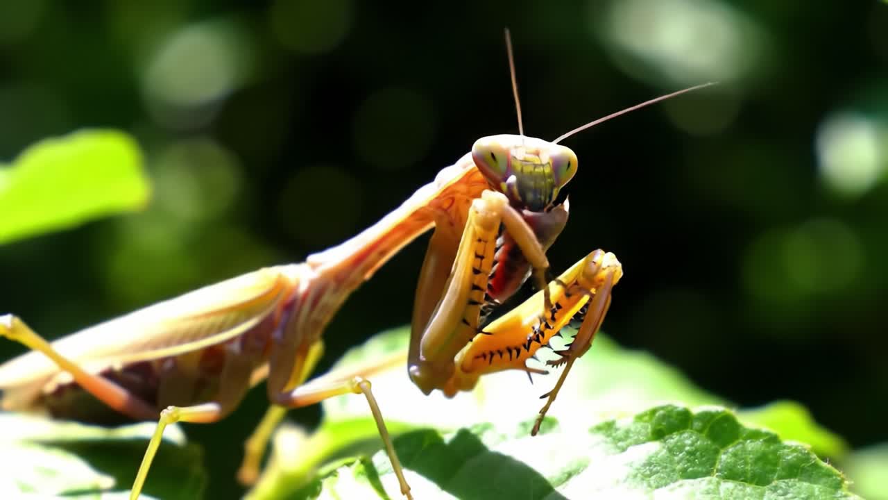 Captivating Close-Up of a Praying Mantis in Nature: Exploring the Intricate Features and Movements of this Fascinating Insect