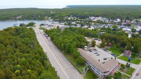 overview of the harbor port at tobermory ontario