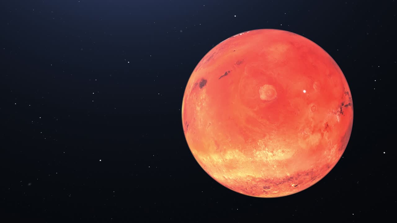 4K Planet Mars High quality - Planet Mars orbiting with stars in background High quality 4K - Mars on black background - The mars that progresses by turning around itself from left to right  - Mars red planet