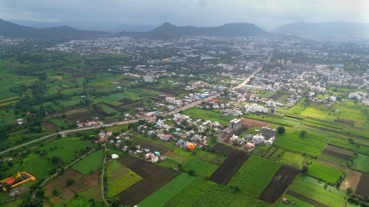 wide drone shot of stara village its near by beatifull Krishna river