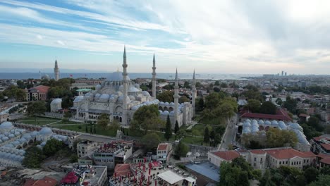 suleymaniye mosque and metro bridge drone video istanbul turkey