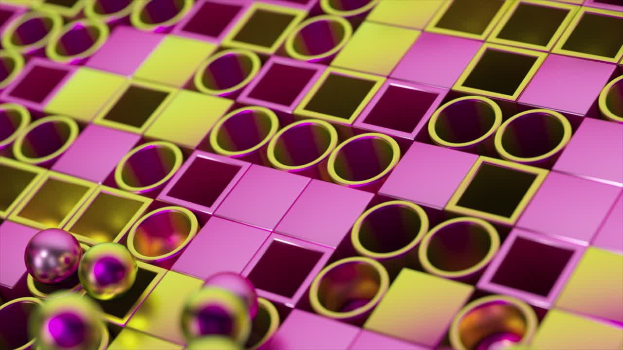 patrón geométrico abstracto con cubos, cilindros y bolas